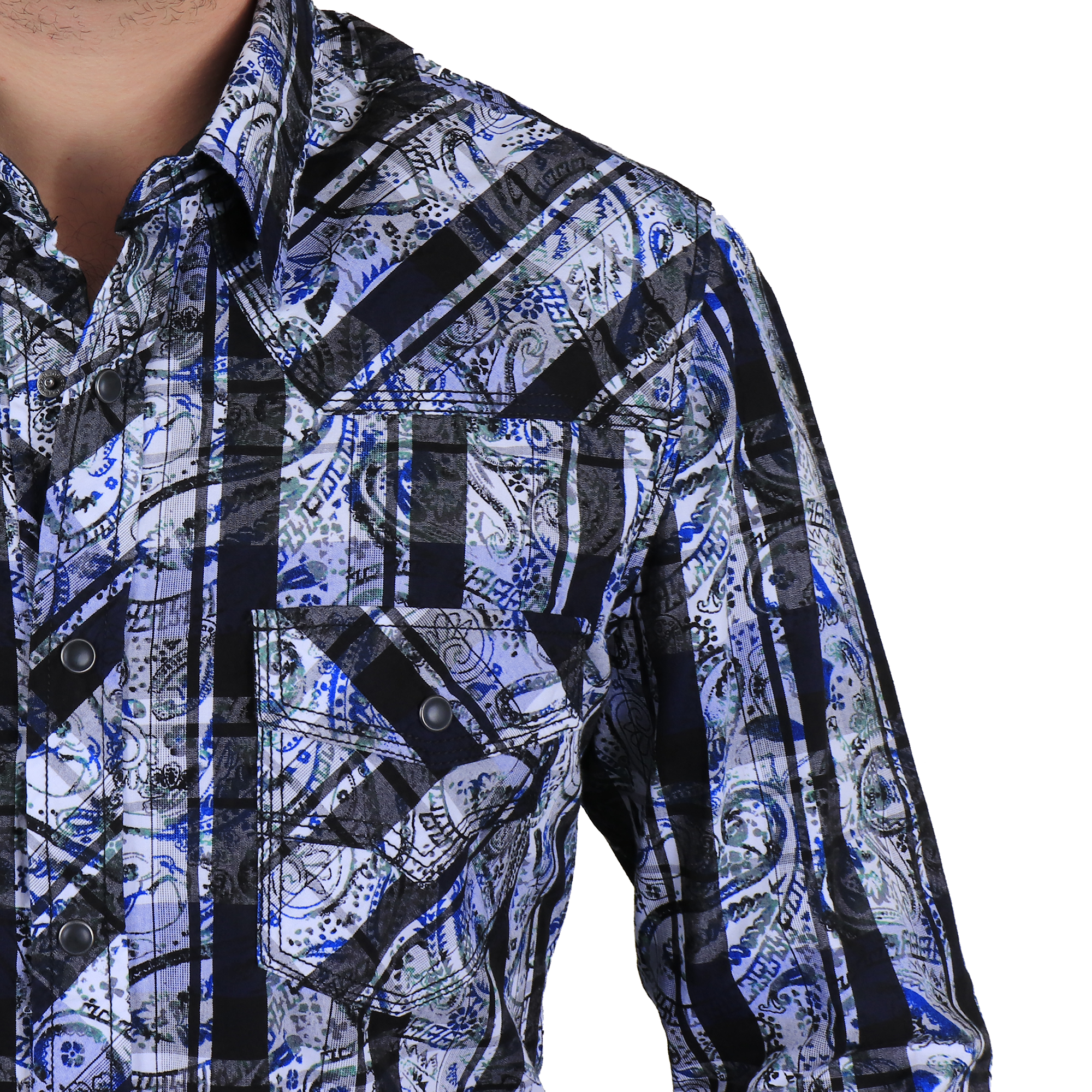 Camisa Rock & Roll Blue Mens LS Snap