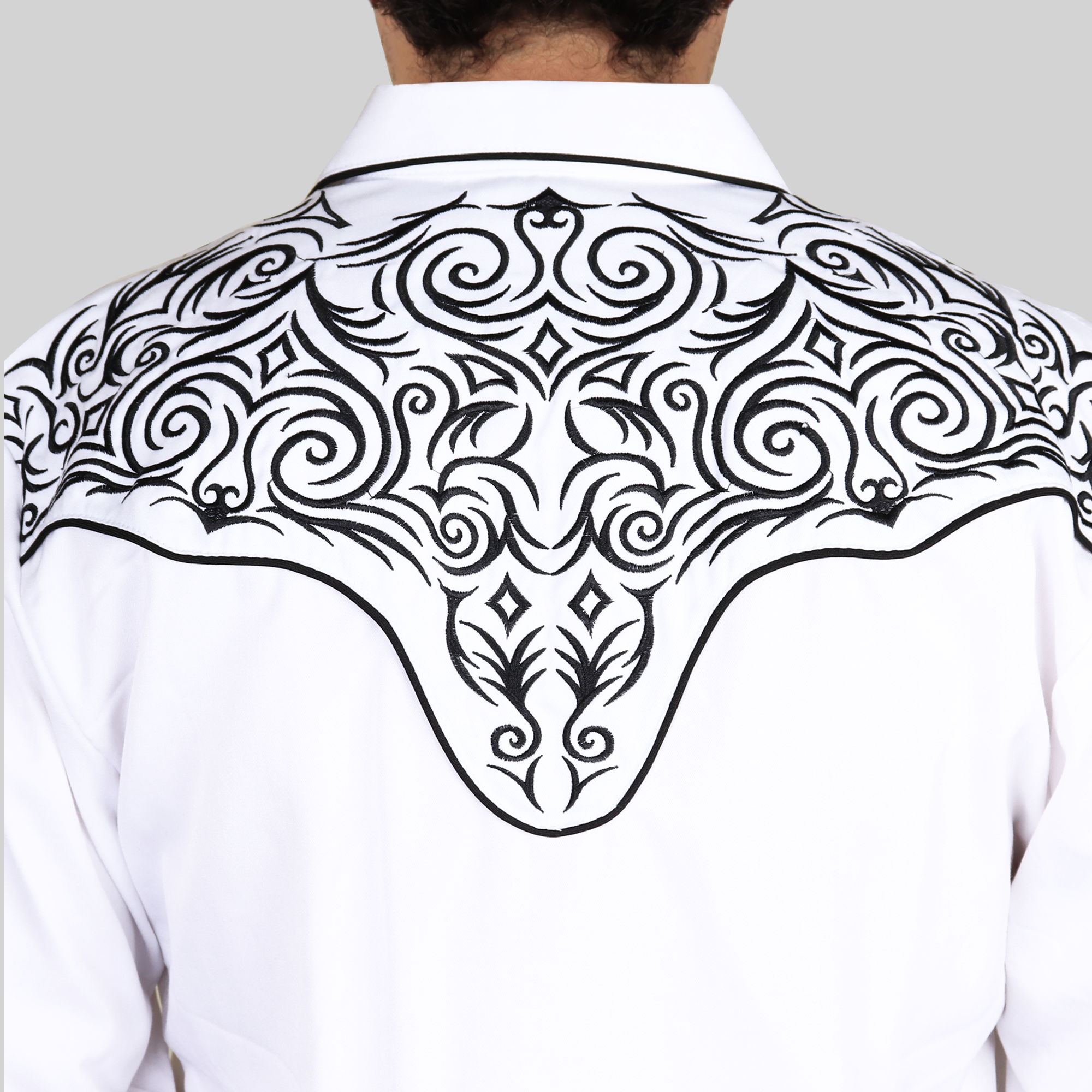 Camisa Scully Blanca Embroidered Scroll