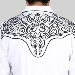 Camisa Scully Blanca Embroidered Scroll