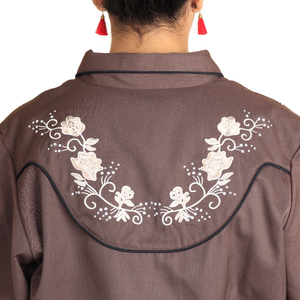 Camisa Scully Café Floral Tooled Embroidered